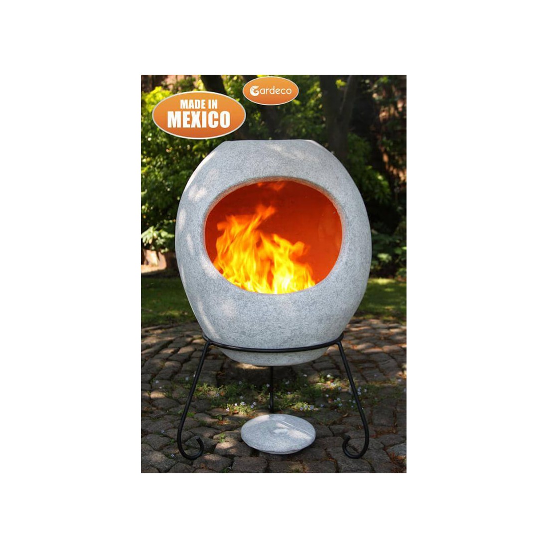 Ellipse Extra Large Clay Chimenea Mottled Grey Fireland Co Uk